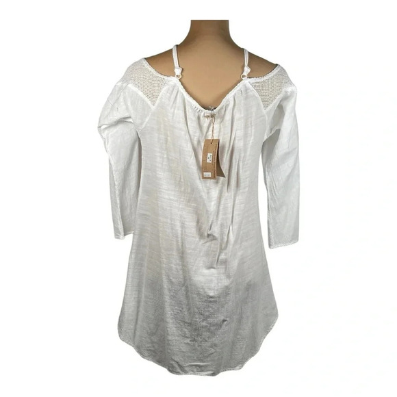 🤍 Cotton Natural Off‎ The Should Asymmetrical Top New Medium - Picture 2 of 7